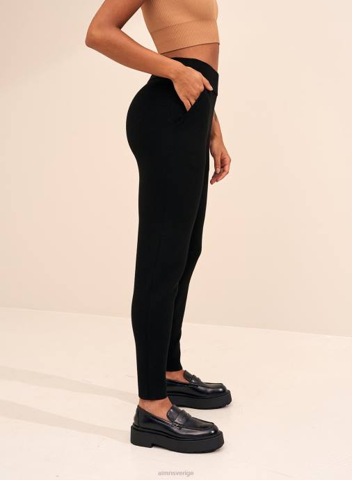 kvinnor AIM'N svarta perfekt stickade byxor Kläder NBT4714