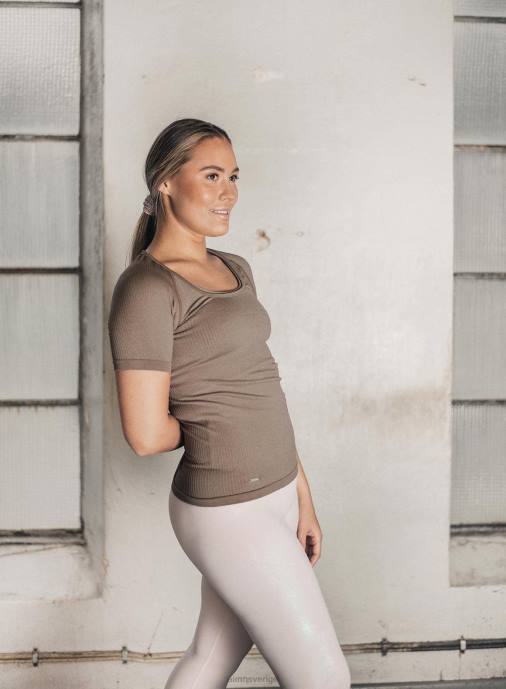 kvinnor AIM'N espresso ribbad sömlös t-shirt Kläder NBT4449