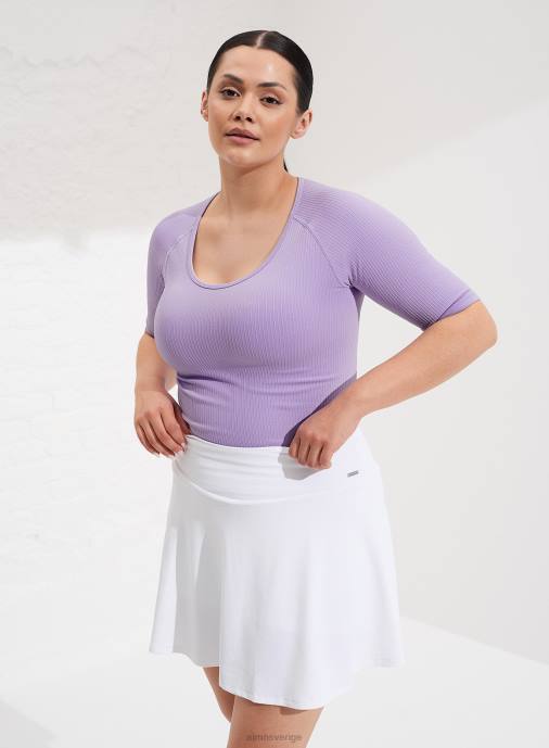 kvinnor AIM'N lavande ribbad sömlös scoop neck kort ärm Kläder NBT4408