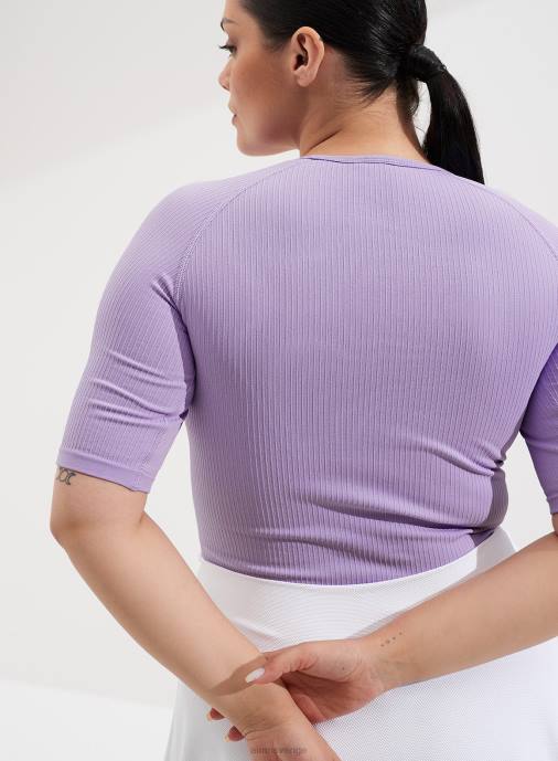 kvinnor AIM'N lavande ribbad sömlös scoop neck kort ärm Kläder NBT4408