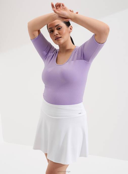 kvinnor AIM'N lavande ribbad sömlös scoop neck kort ärm Kläder NBT4408