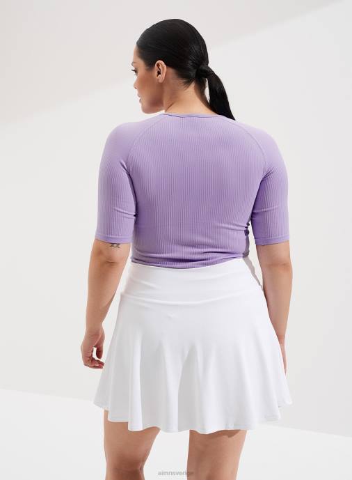 kvinnor AIM'N lavande ribbad sömlös scoop neck kort ärm Kläder NBT4408