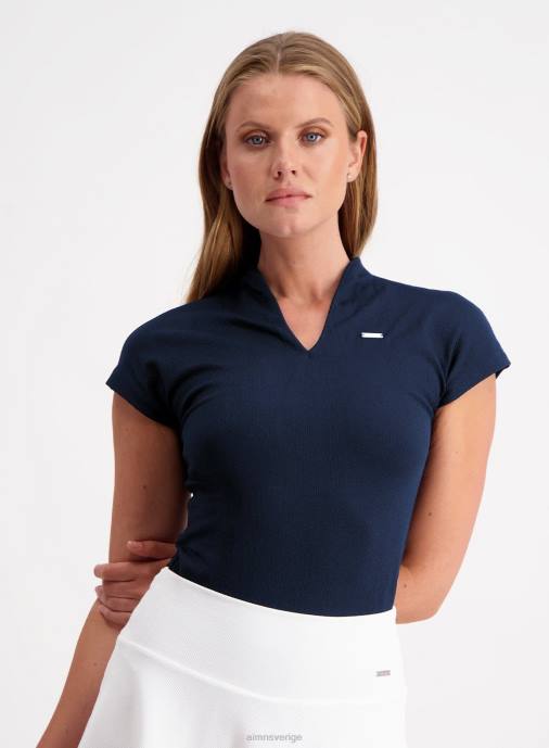 kvinnor AIM'N marinblå lyxig sömlös pikétröja Kläder NBT4324