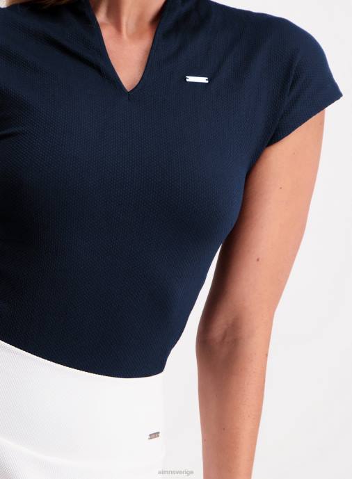 kvinnor AIM'N marinblå lyxig sömlös pikétröja Kläder NBT4324