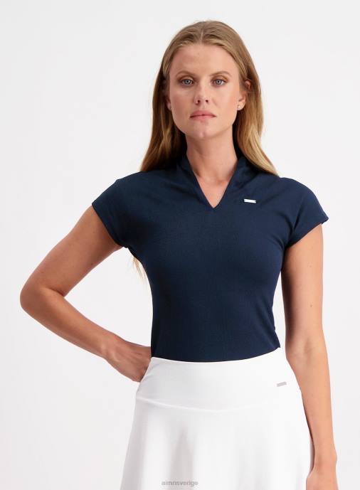 kvinnor AIM'N marinblå lyxig sömlös pikétröja Kläder NBT4324