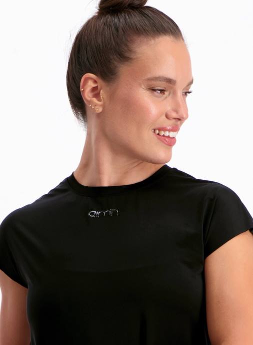 kvinnor AIM'N svart genomskinlig tech kepshylsa Kläder NBT4420