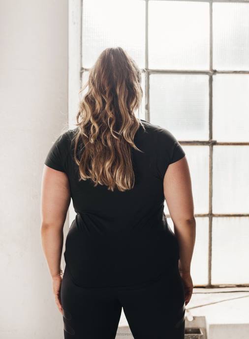 kvinnor AIM'N svart t-shirt med v-ringad hela dagen Kläder NBT4433