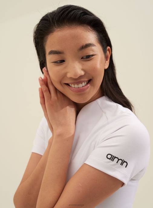 kvinnor AIM'N vit favorit dragkedja kort ärm Kläder NBT4373