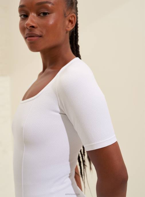 kvinnor AIM'N vit lyxig sömlös kort ärm Kläder NBT4331