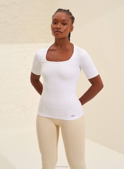 kvinnor AIM'N vit lyxig sömlös kort ärm Kläder NBT4331