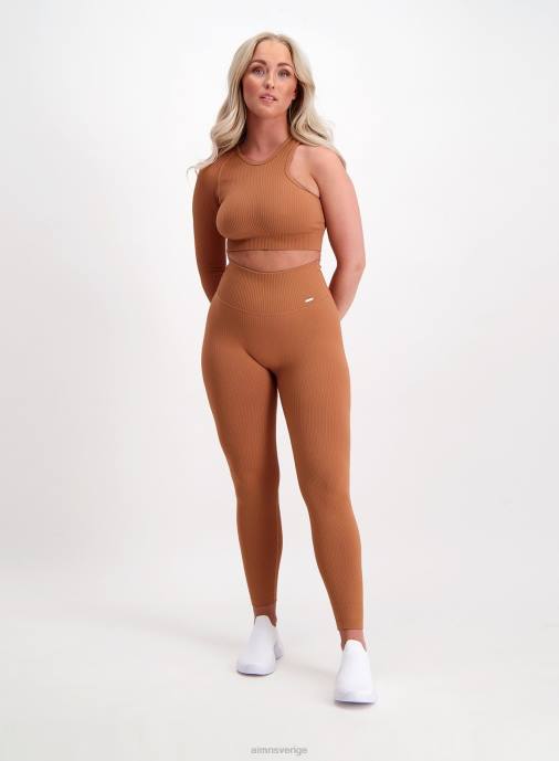 kvinnor AIM'N cayenne ribbad sömlös utskärning lång ärm Kläder NBT4429