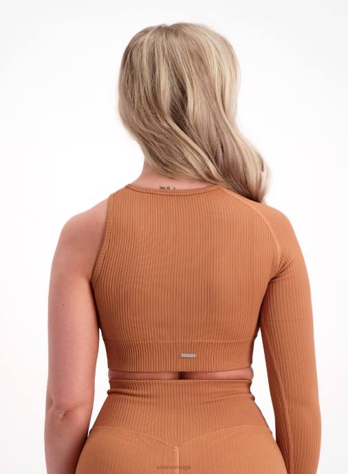 kvinnor AIM'N cayenne ribbad sömlös utskärning lång ärm Kläder NBT4429