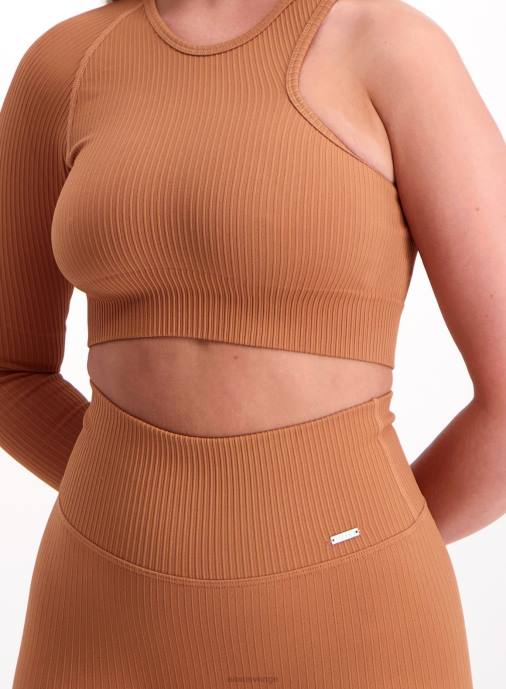 kvinnor AIM'N cayenne ribbad sömlös utskärning lång ärm Kläder NBT4429