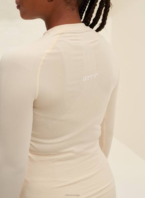 kvinnor AIM'N havre vit mjuk sömlös lång ärm Kläder NBT4434