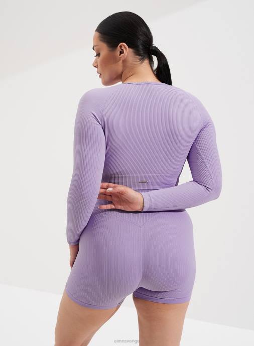 kvinnor AIM'N lavande ribbad sömlös lång ärm Kläder NBT4310