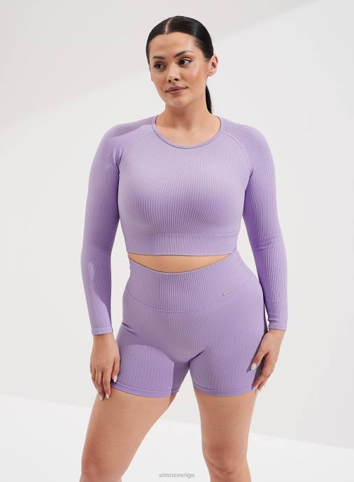 kvinnor AIM'N lavande ribbad sömlös lång ärm Kläder NBT4310