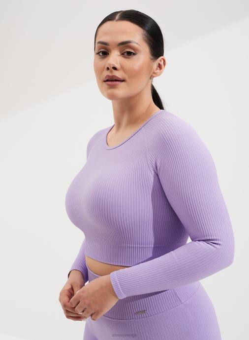kvinnor AIM'N lavande ribbad sömlös lång ärm Kläder NBT4310