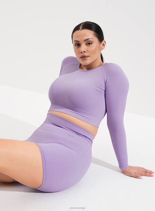 kvinnor AIM'N lavande ribbad sömlös lång ärm Kläder NBT4310