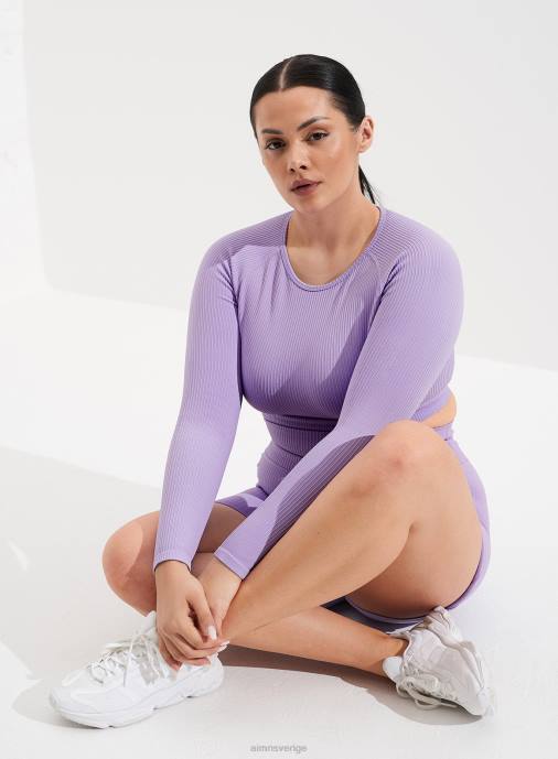 kvinnor AIM'N lavande ribbad sömlös lång ärm Kläder NBT4310