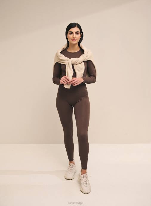 kvinnor AIM'N macchiato ribbad sömlös lång ärm Kläder NBT4377