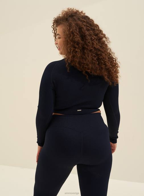 kvinnor AIM'N marinblå ribbad lång ärm Kläder NBT4329