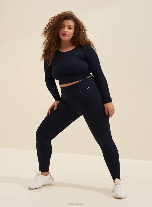 kvinnor AIM'N marinblå ribbad lång ärm Kläder NBT4329