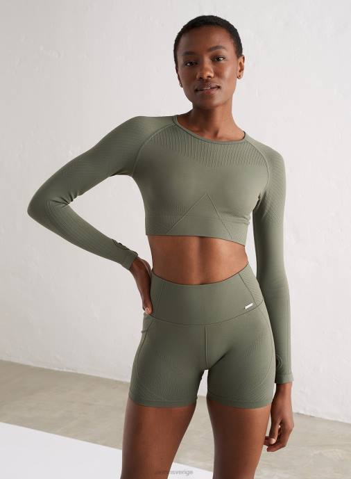 kvinnor AIM'N oliv rörelse sömlös beskuren lång ärm Kläder NBT4404