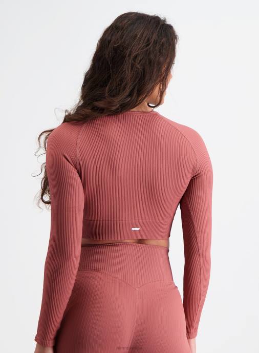 kvinnor AIM'N rosa beat ribbad sömlös lång ärm Kläder NBT4432