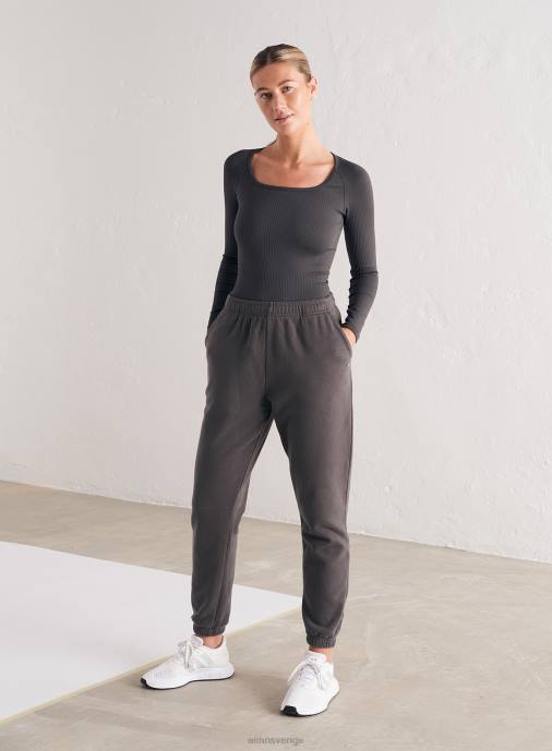 kvinnor AIM'N skugggrå ribbad sömlös lång ärm Kläder NBT4399
