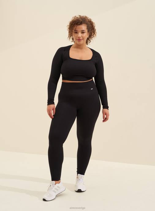 kvinnor AIM'N svart lyxig sömlös lång ärm Kläder NBT4323