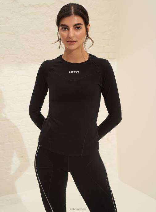 kvinnor AIM'N svart mjuk basic långärmad Kläder NBT4339