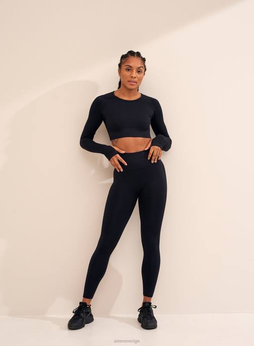 kvinnor AIM'N svart motion sömlös beskuren lång ärm Kläder NBT4384