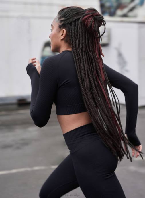 kvinnor AIM'N svart motion sömlös beskuren lång ärm Kläder NBT4384