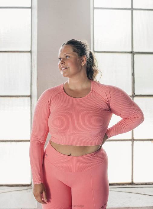 kvinnor AIM'N tuggummi tvättad ribbad gröda lång ärm Kläder NBT4450