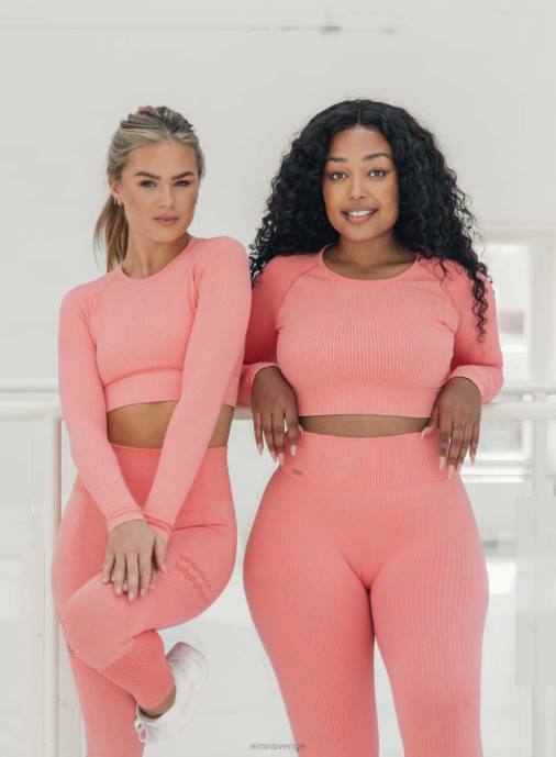 kvinnor AIM'N tuggummi tvättad ribbad gröda lång ärm Kläder NBT4450