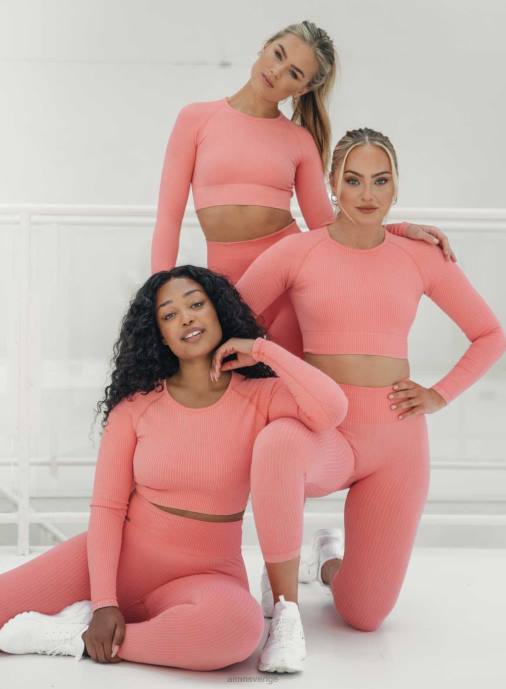 kvinnor AIM'N tuggummi tvättad ribbad gröda lång ärm Kläder NBT4450