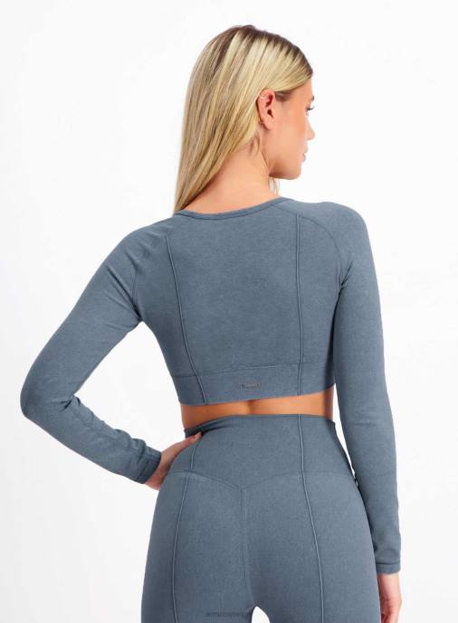 kvinnor AIM'N tvättad denim sömlös beskuren lång ärm Kläder NBT4335