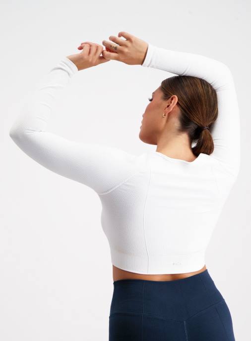 kvinnor AIM'N vit lyxig sömlös beskuren långärmad Kläder NBT4396