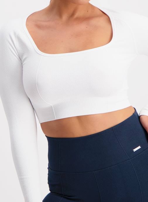 kvinnor AIM'N vit lyxig sömlös beskuren långärmad Kläder NBT4396