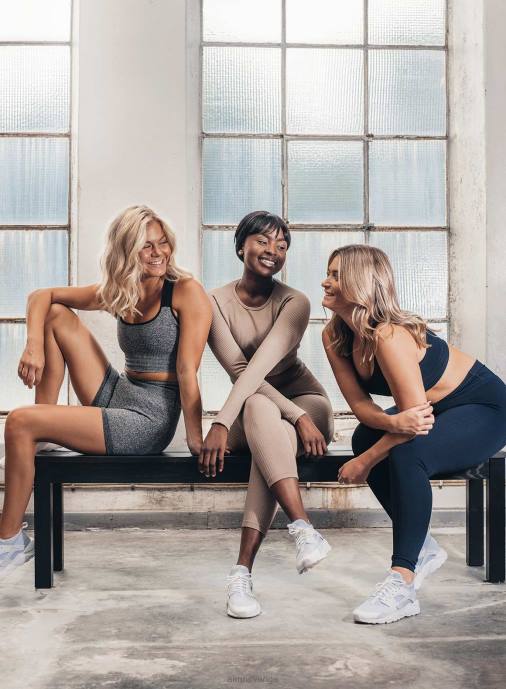 kvinnor AIM'N grå melerad ribbad midi bikershorts Kläder NBT4583