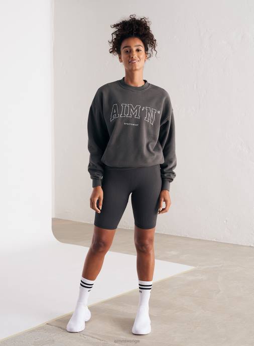 kvinnor AIM'N skugggrå ribbade sömlösa bikershorts Kläder NBT4512