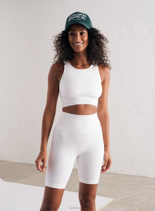 kvinnor AIM'N vita ribbade sömlösa bikershorts Kläder NBT4516