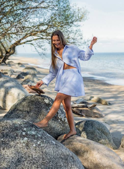 kvinnor AIM'N blå randig kjol Kläder NBT4617