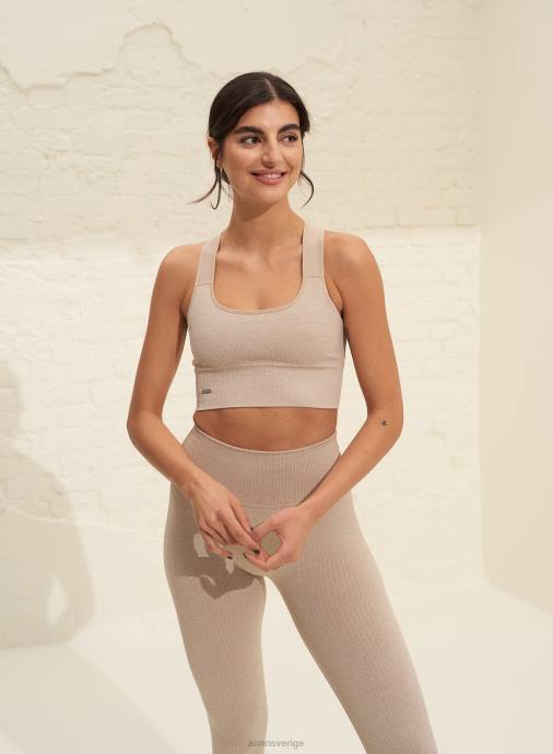 kvinnor AIM'N beige ribbad bh med högt stöd Kläder NBT4200