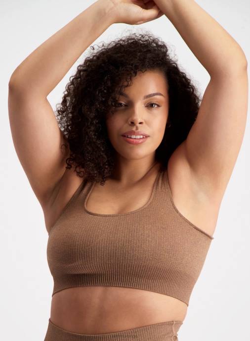 kvinnor AIM'N brons ribbad sömlös bh Kläder NBT4224