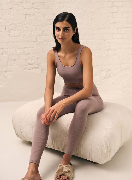 kvinnor AIM'N dammig violett ribbad sömlös tank-bh Kläder NBT4265