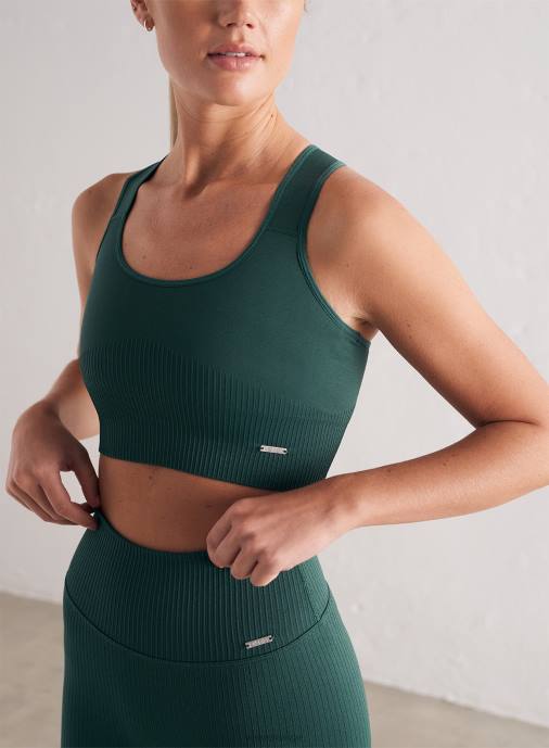 kvinnor AIM'N furugrön ribbad sömlös bh med högt stöd Kläder NBT4209