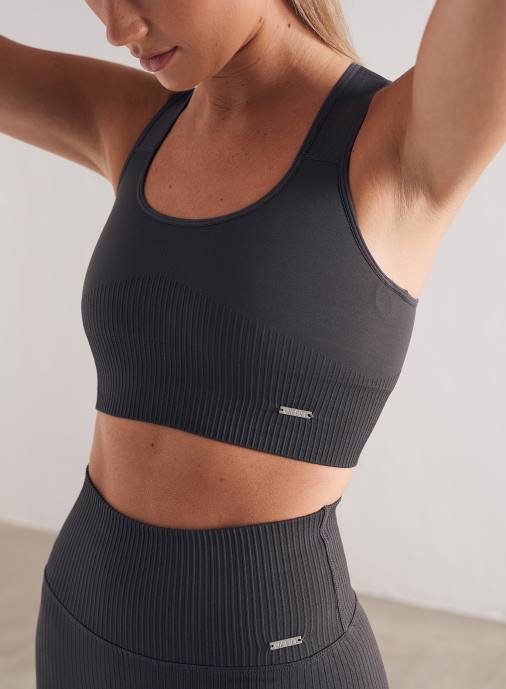 kvinnor AIM'N skugggrå ribbad sömlös bh med högt stöd Kläder NBT4210