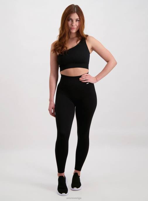 kvinnor AIM'N svart ribbad sömlös bh med enkel band Kläder NBT4227