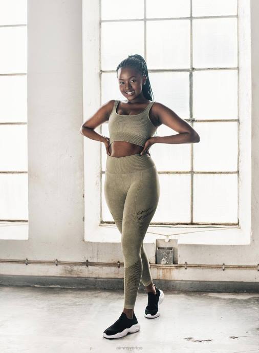 kvinnor AIM'N vild oliv ribbad sömlös bh Kläder NBT4275